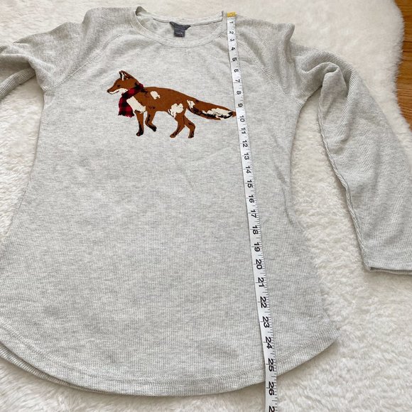 Eddie Bauer, NWOT,  Women's Long-Sleeve Thermal Crew, Graphic Fox, Gray, S / XL - Picture 5 of 9